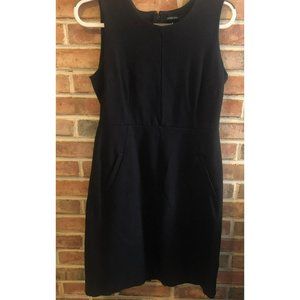 Lands End Tank A-Line Black Dress Sz 8 Pockets Zip Little Black Dress